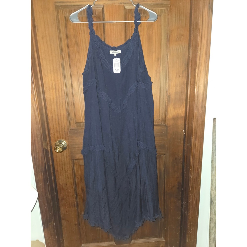 Indigo Soul Womens Navy Blue Ruffle Details Tiered Sleeveless Midi Dress XL NEW‎